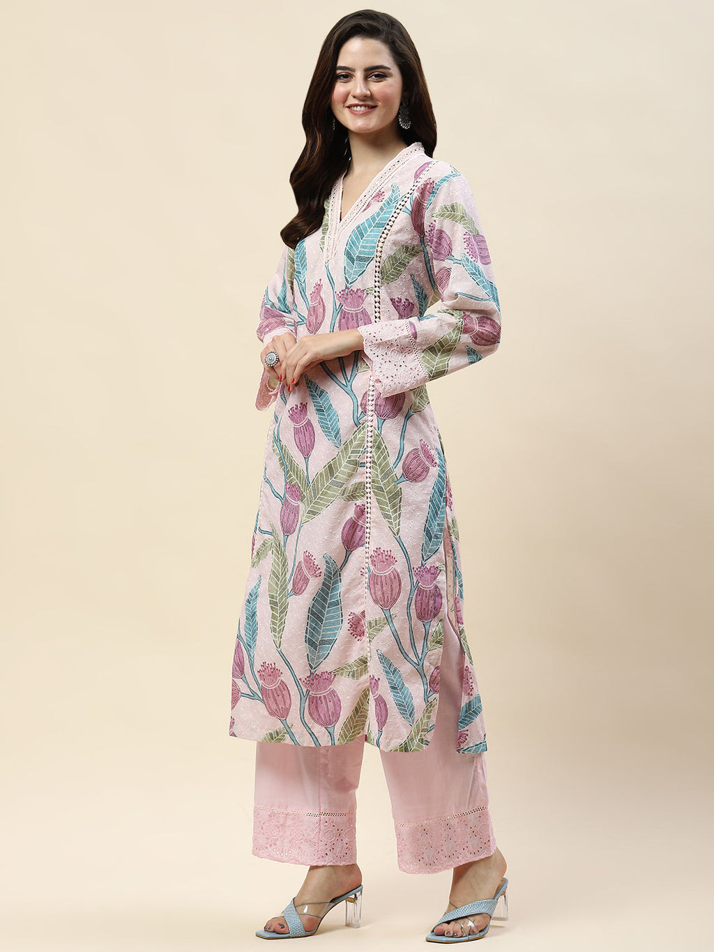 Neck Patti Printed Cotton Kurta Set