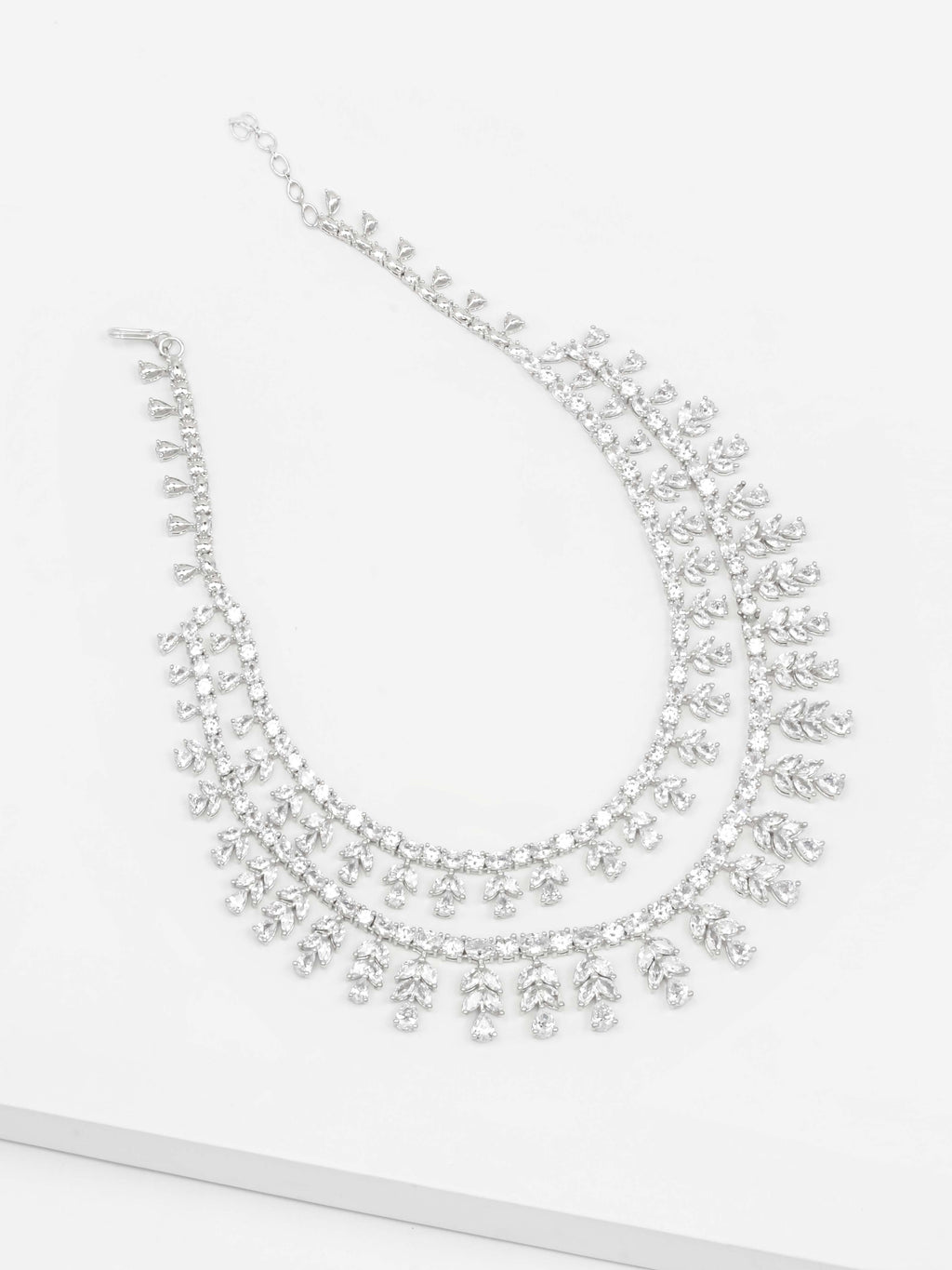 AD Silver Necklace With Earrings