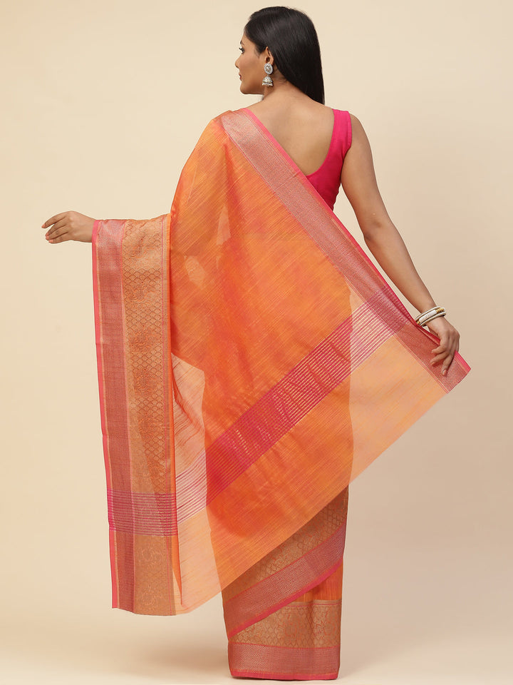 Plain Zari Border Cotton Woven Saree
