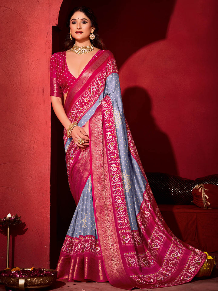 Bandhani Printed Art Silk Saree