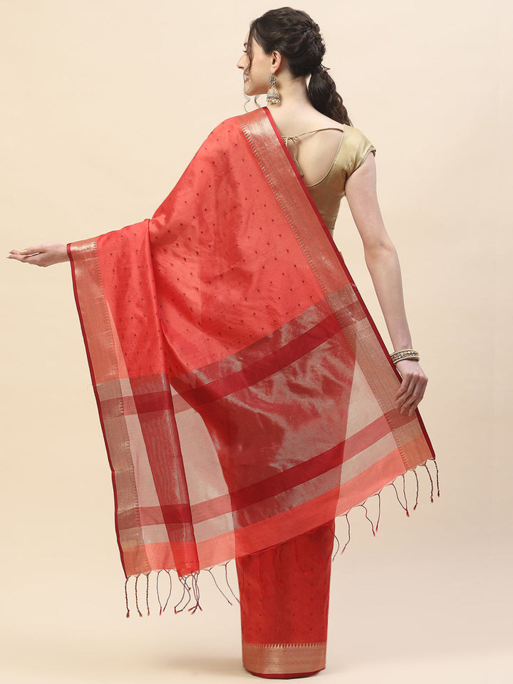 Plain Zari Border Woven Tussar Saree