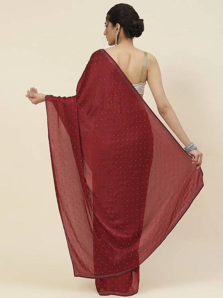 Swarovski Embroidered Satin Saree