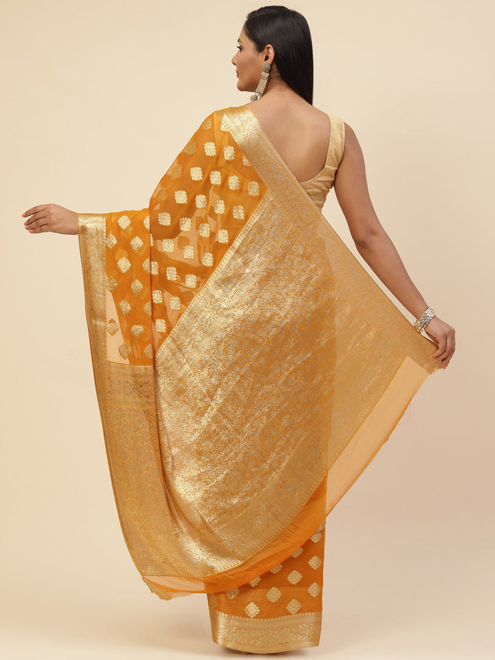 Zari Booti Chiffon Plain Saree
