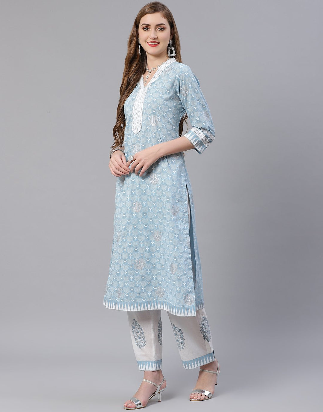 Printed Cotton Kurti Pant Set