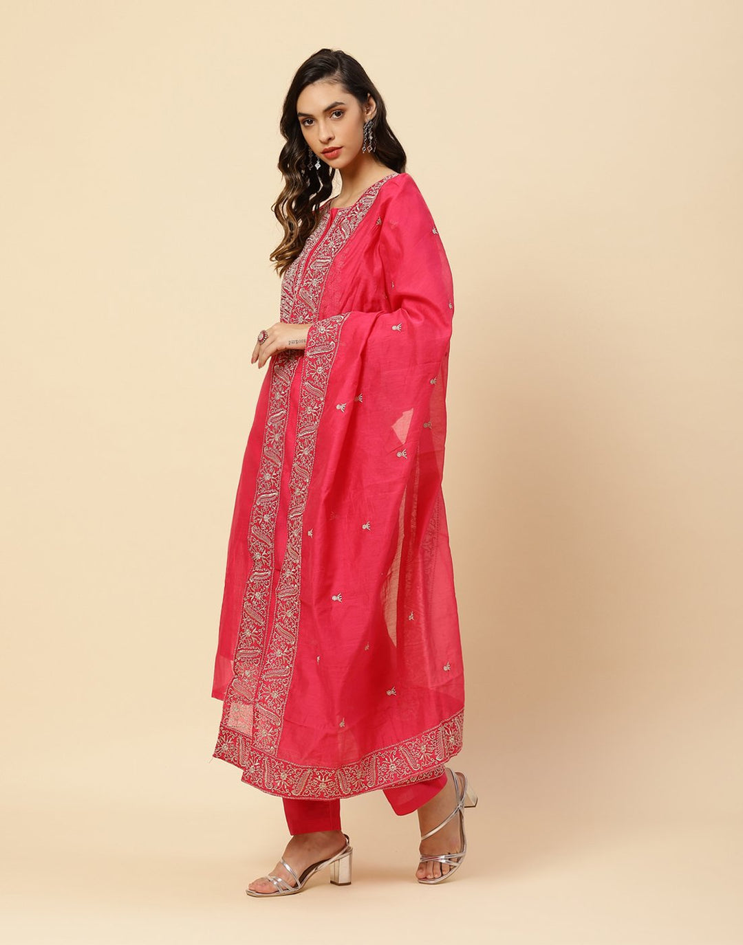 Embroidered Cotton Chanderi Salwar Kameez Stitched Suit With Chanderi Dupatta