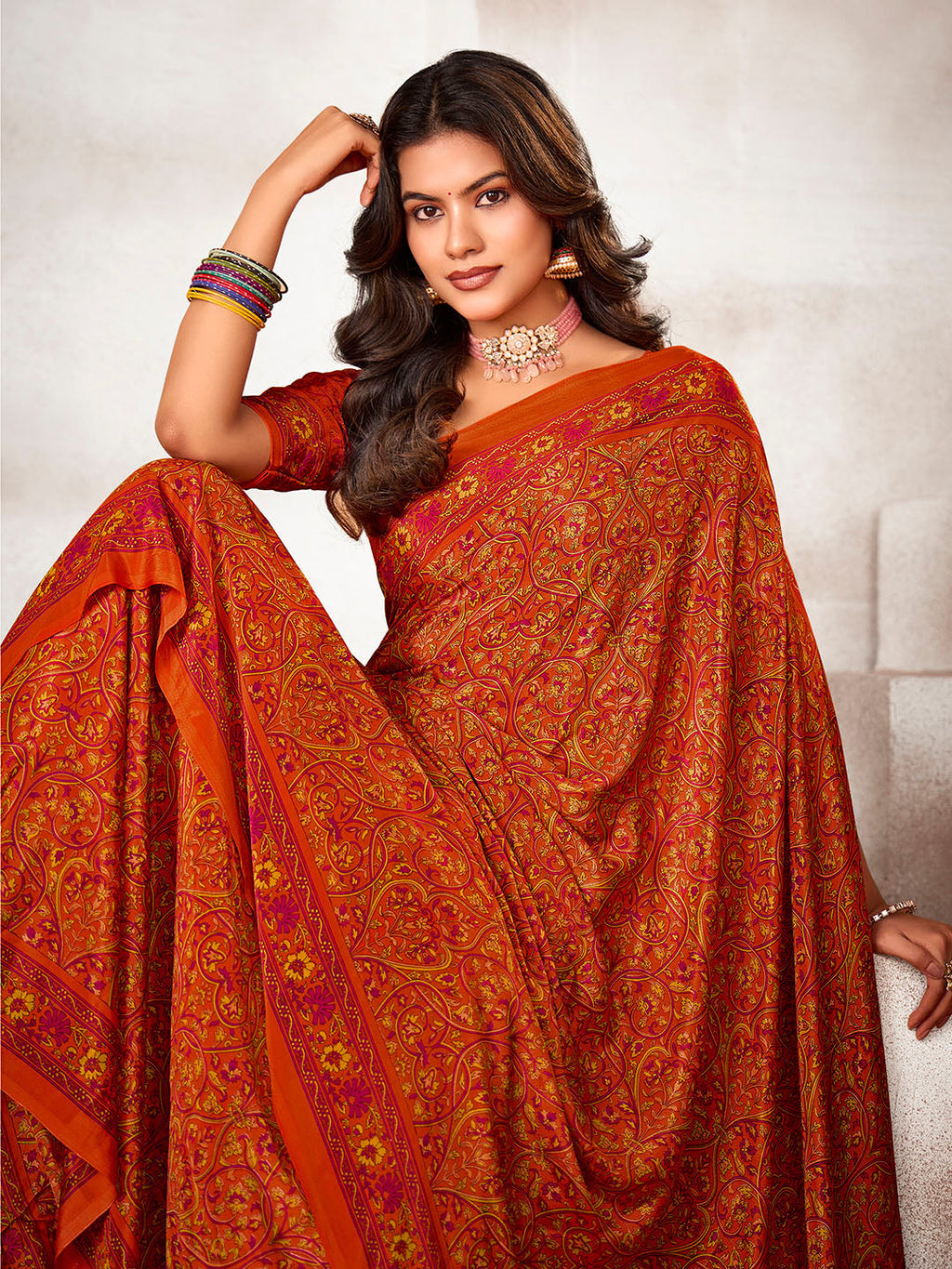 Printed Crepe Saree