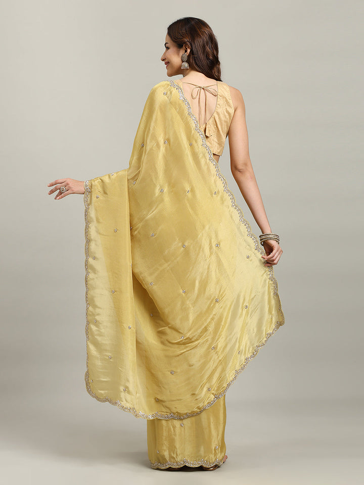 Stone Embroidery Tissue Saree