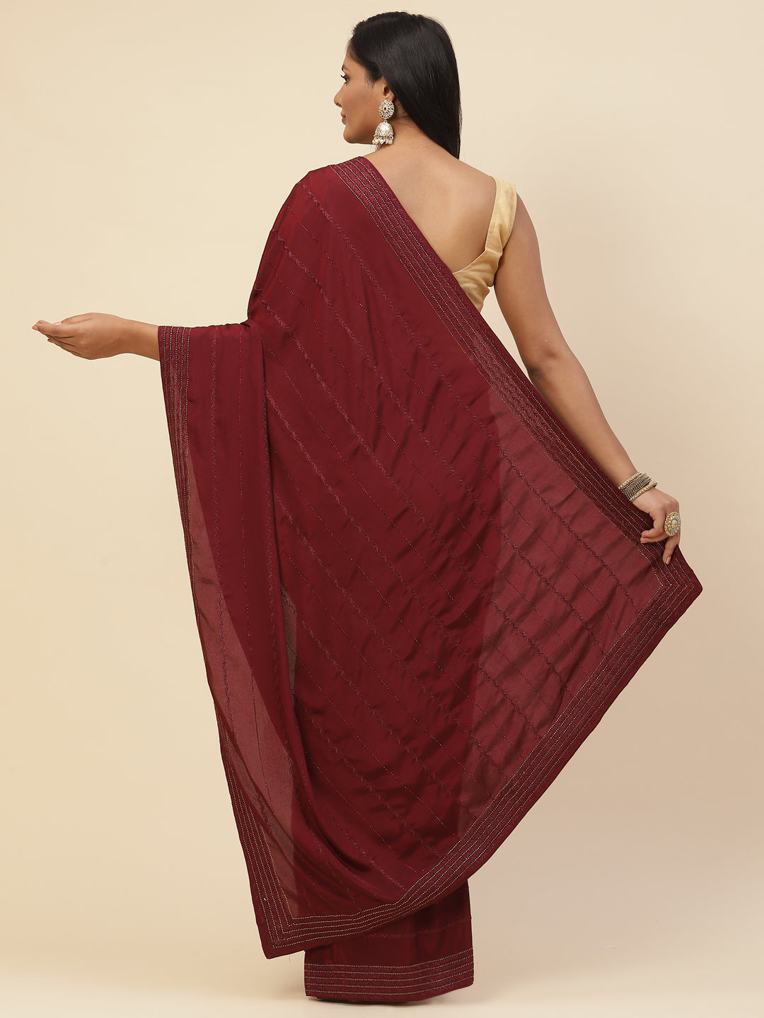 Swarovski Embroidered Crepe Saree