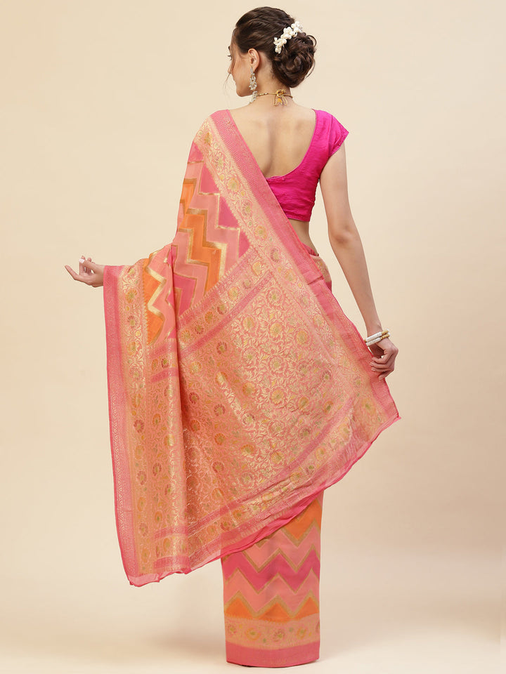 Zig Zag Georgette Plain Saree
