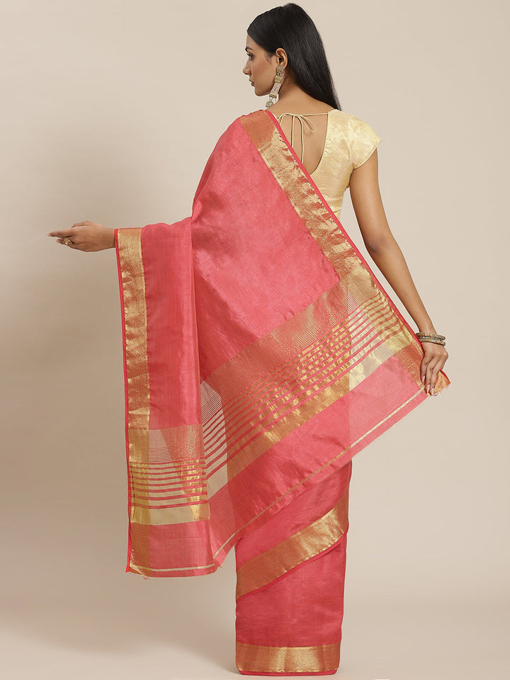 Plain Zari Border Art Handloom Woven Saree