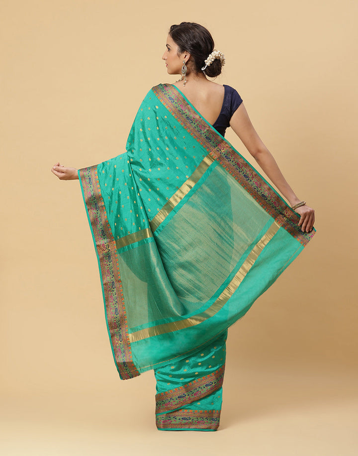 Woven Art Handloom Saree With Zari Booti Border
