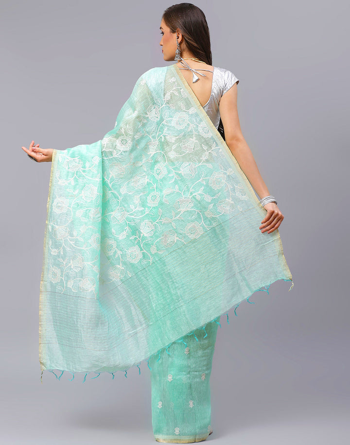 Cotton Linen Embroidery Saree