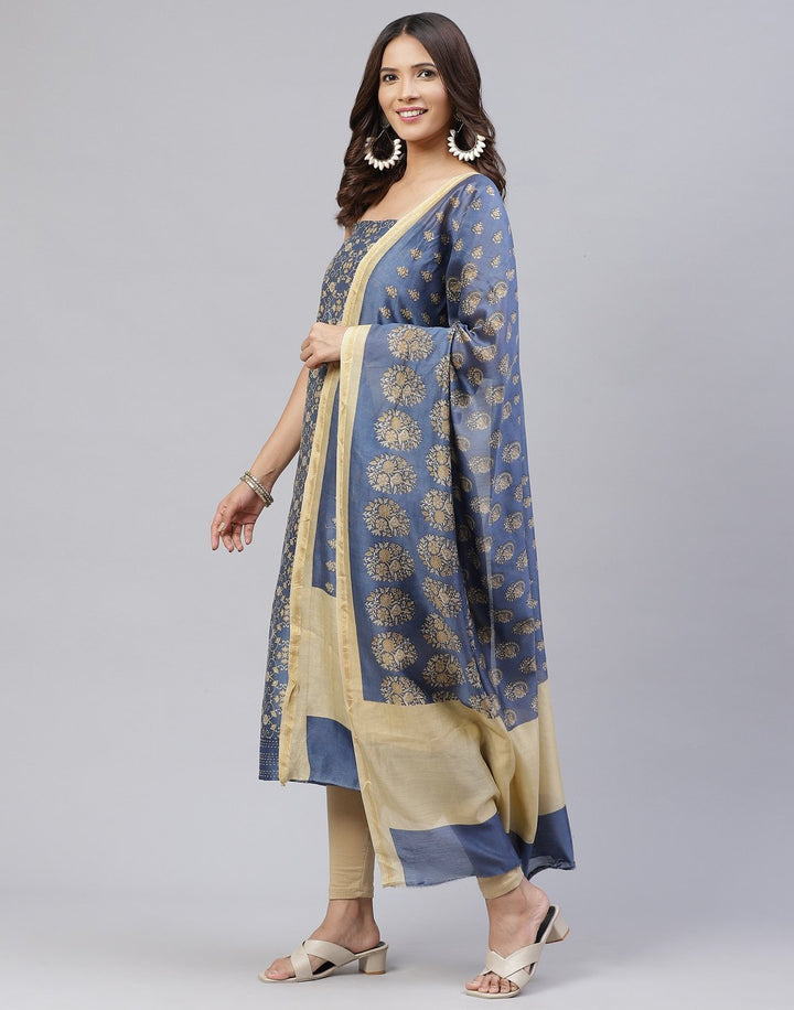 Printed Chanderi Suit Piece
