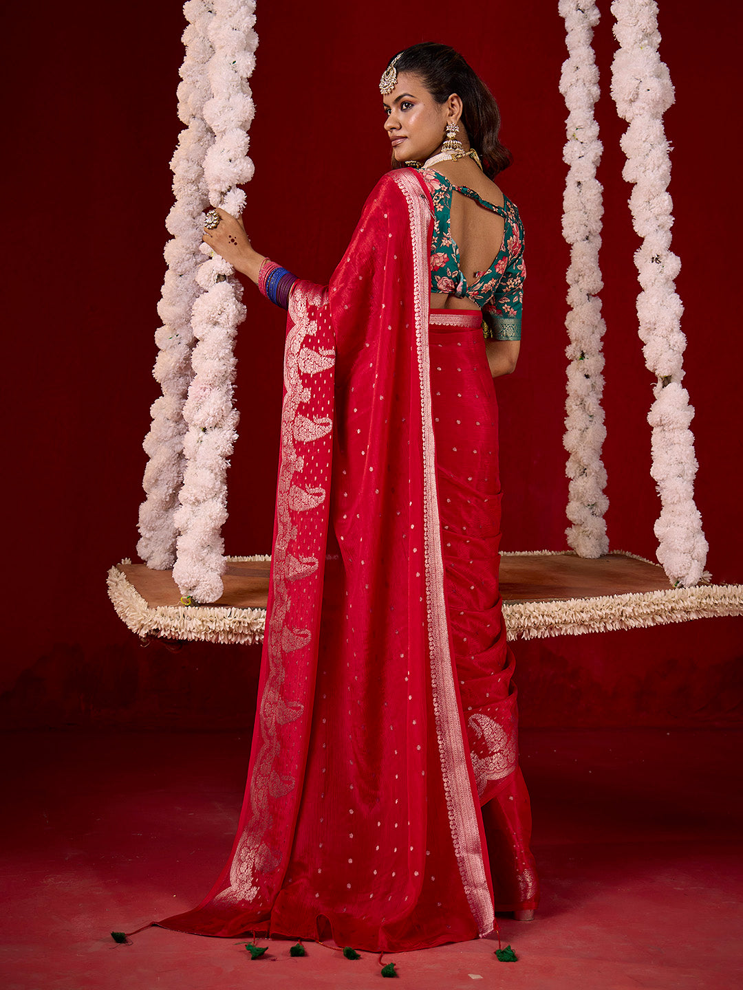 Plain Crepe Saree