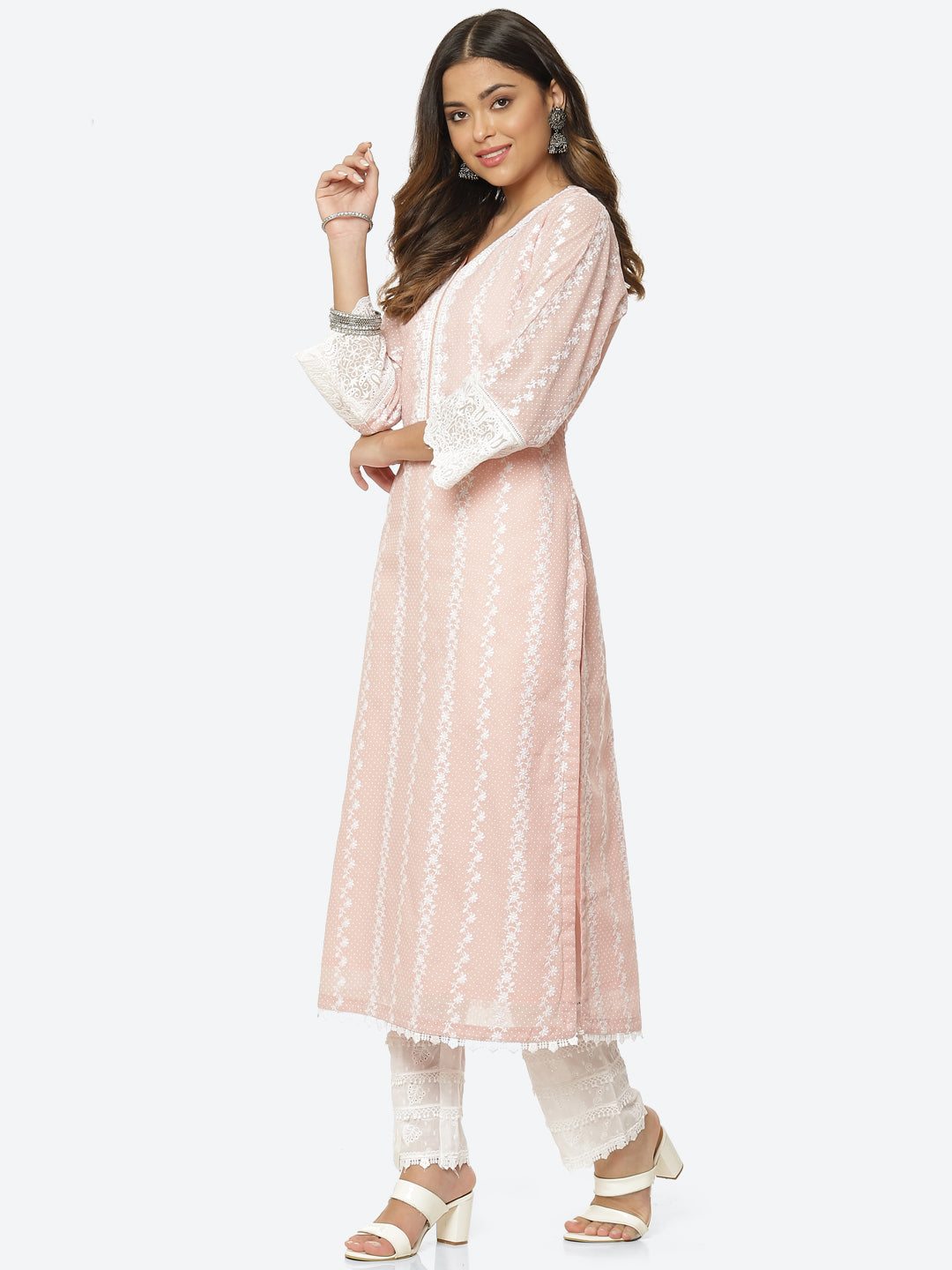 Printed Booti Chanderi Kurta With Pant