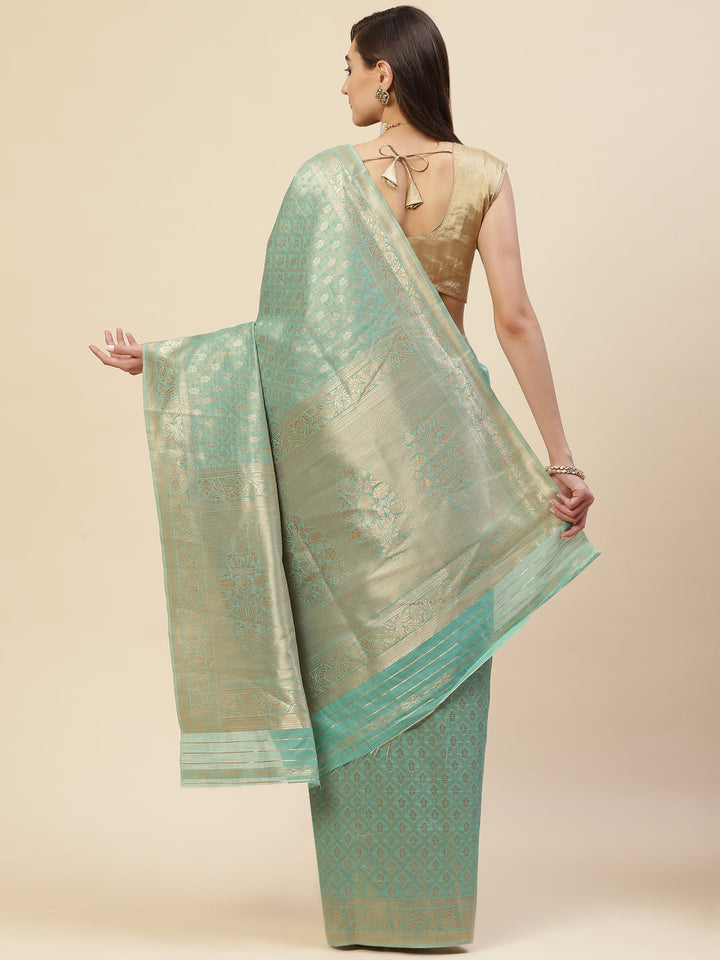 Zari Border Booti Cotton Woven Saree