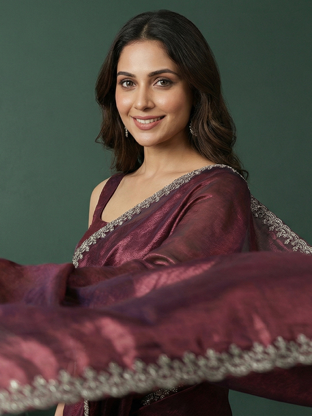 Embroidered Organza Saree