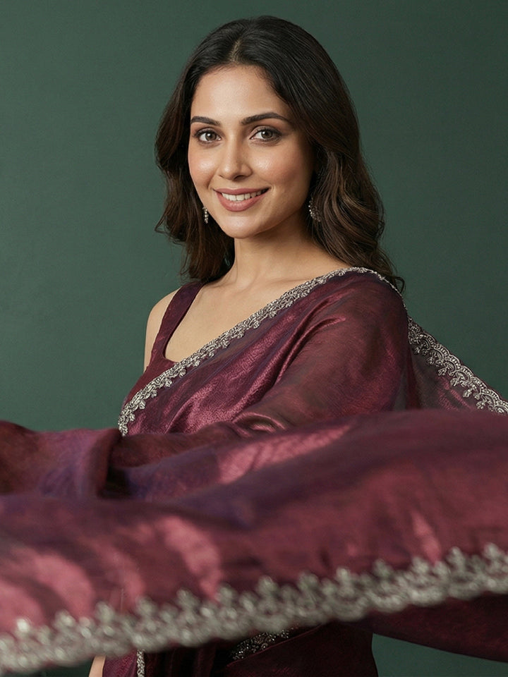 Embroidered Organza Saree