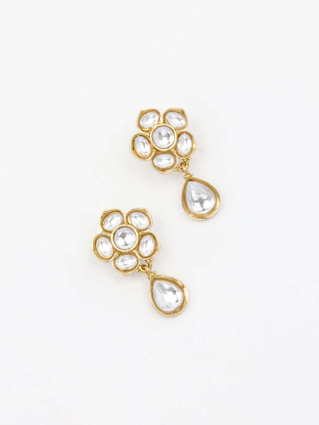 Gold &amp; White Drop Earrings