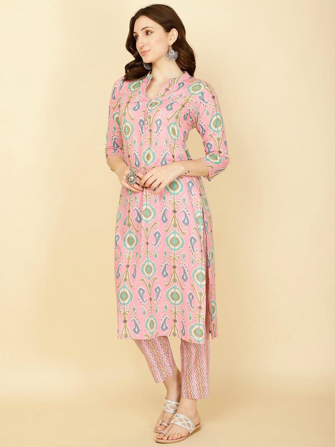 Abstract Printed Cotton Kurta With Pants