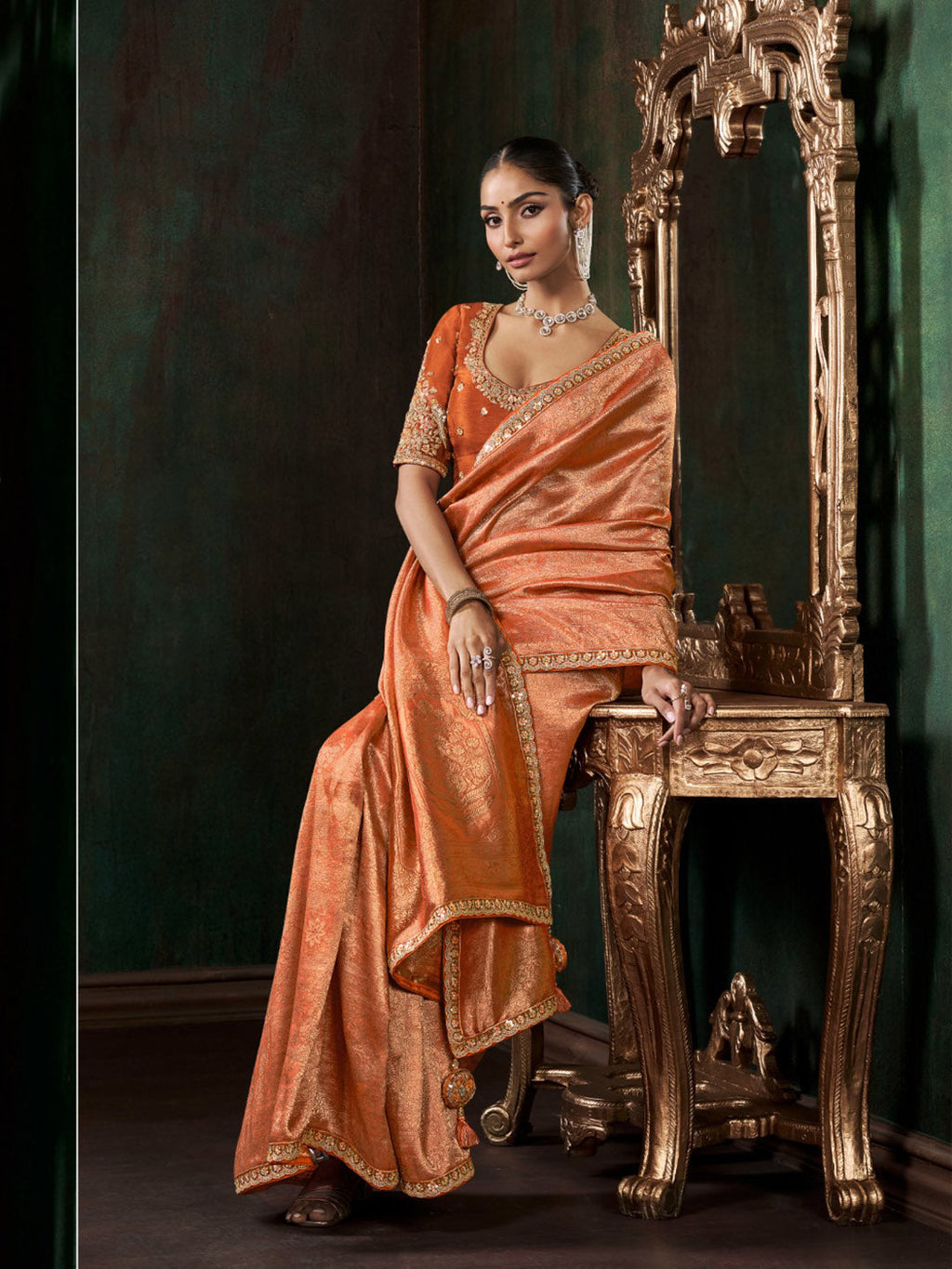 Woven Design & Embroidered Border Art Silk Saree