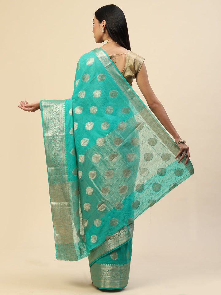 Zari Border Booti Handloom Woven Saree