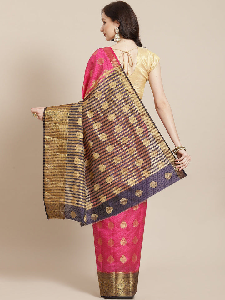 Zari Border Booti Art Handloom Woven Saree