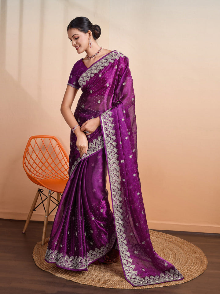 Embroidered Linen Blend Saree