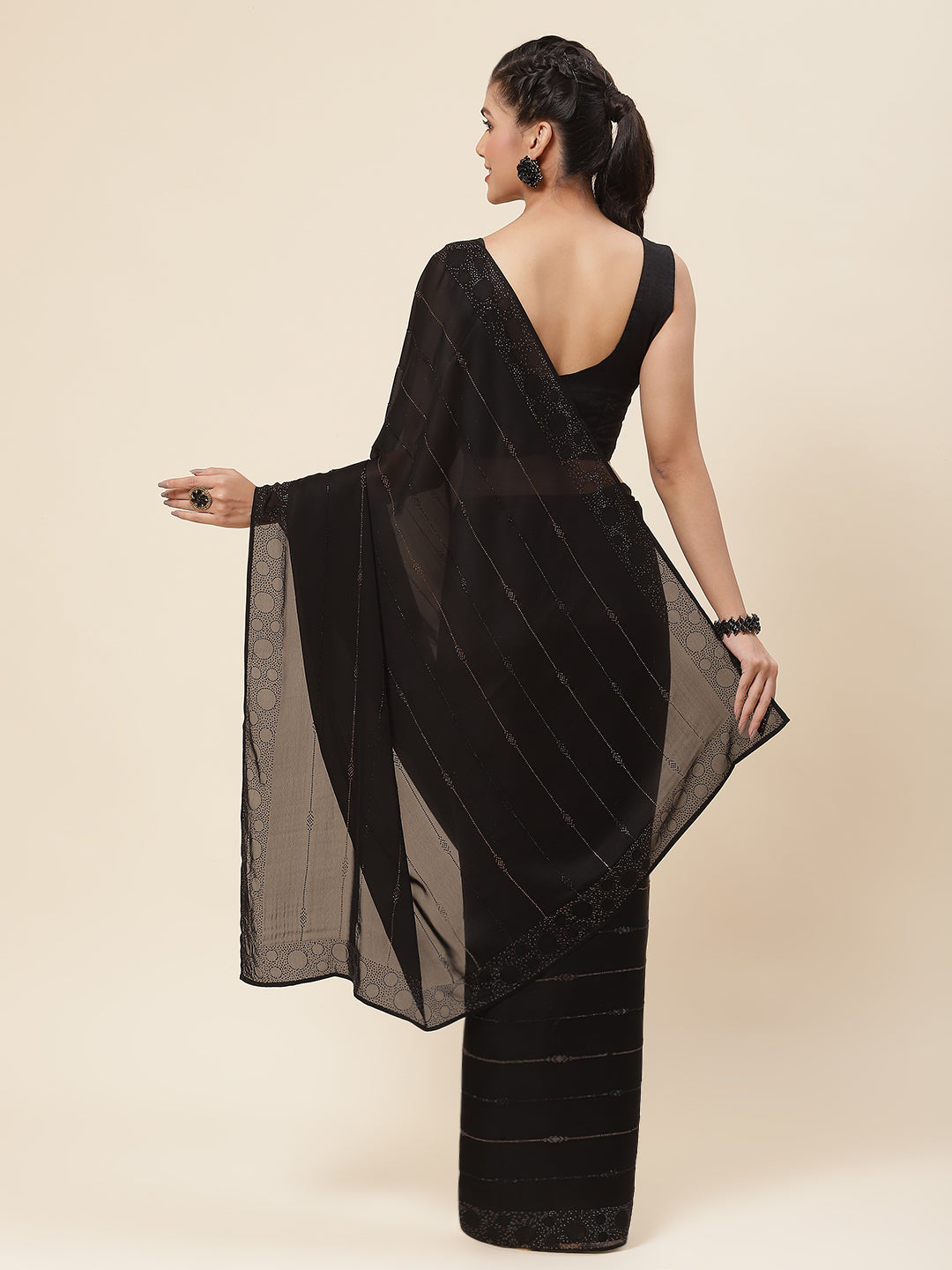 Stone Embroidered Satin Saree