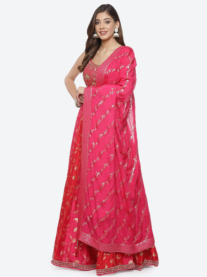 Banarasi Booti Art Handloom Choli With Lehenga &amp; Chiffon Dupatta