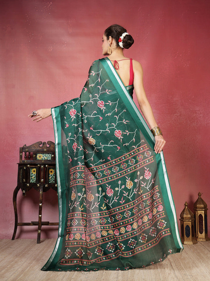 Floral Printed Cotton Blend Saree