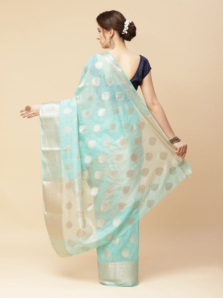 Zari Border Booti Art Handloom Woven Saree