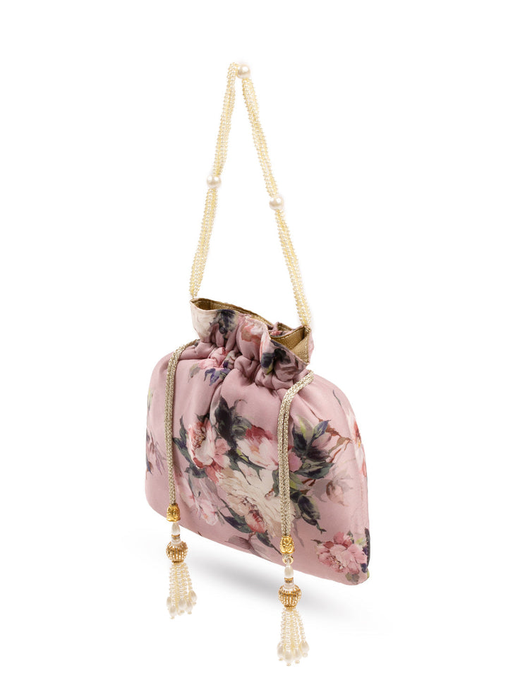 Floral Printed Lavender Potli Bag