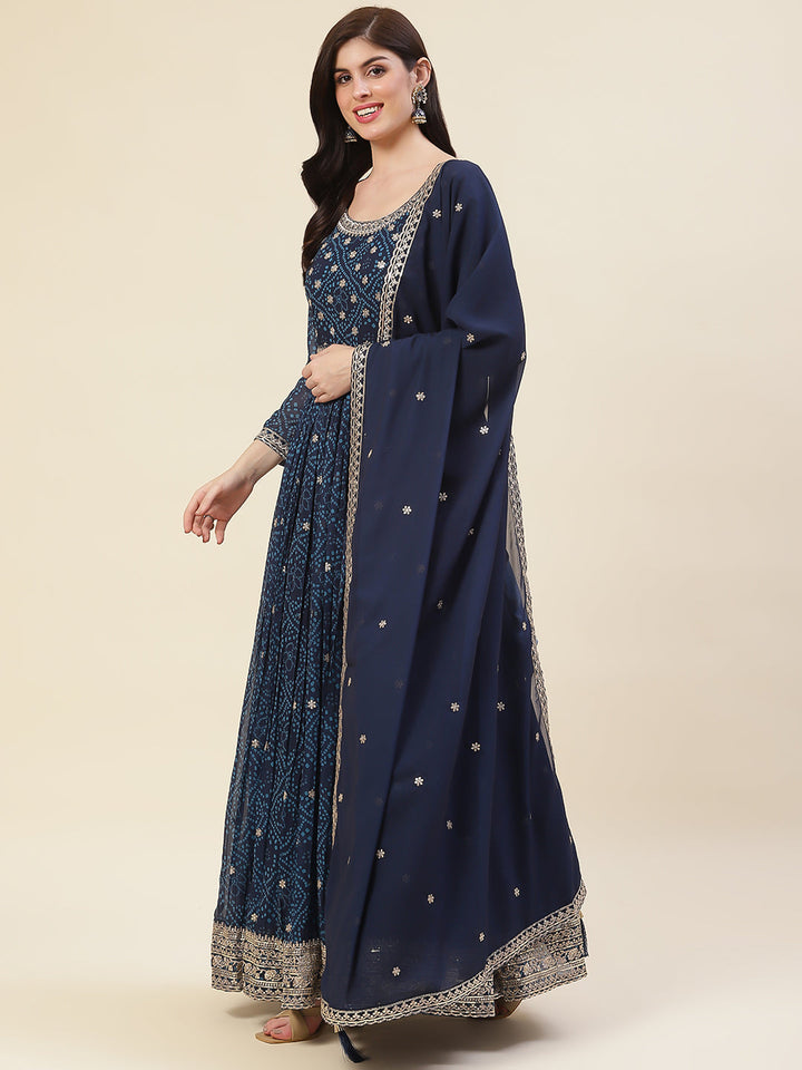 Resham Sequin Booti Georgette Kurta With Dupatta