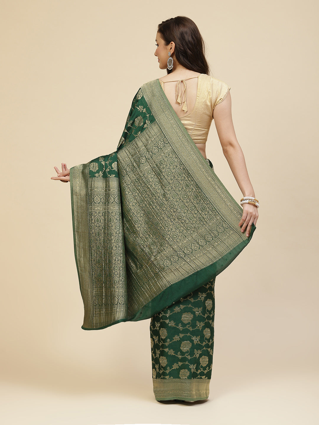 Floral Zari Jaal Georgette Woven Saree