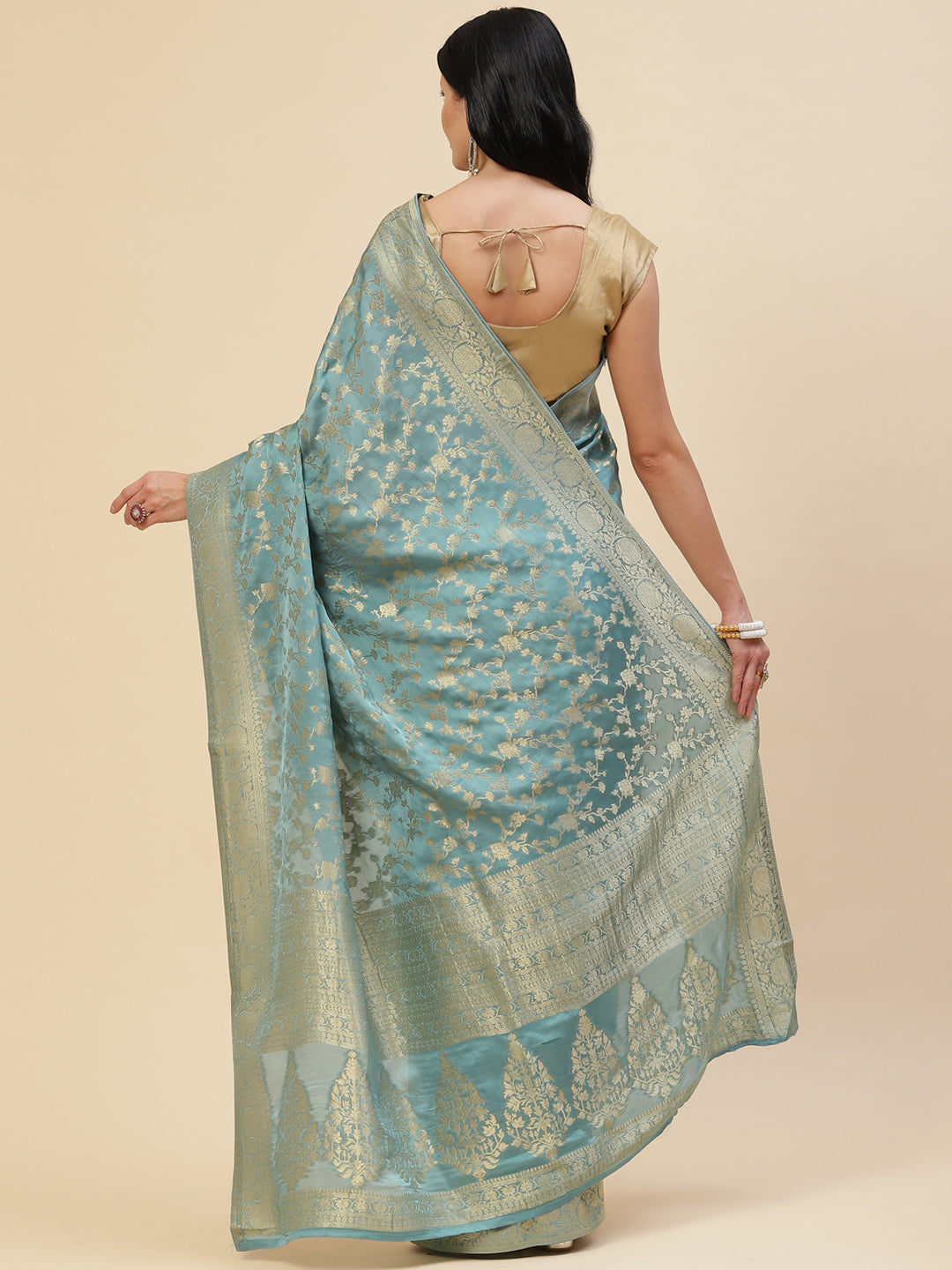 Zari Jaal Satin Woven Saree