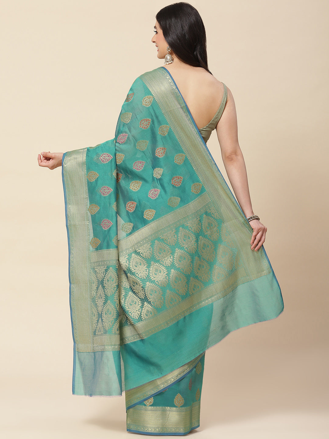 Zari Booti Woven Cotton Saree