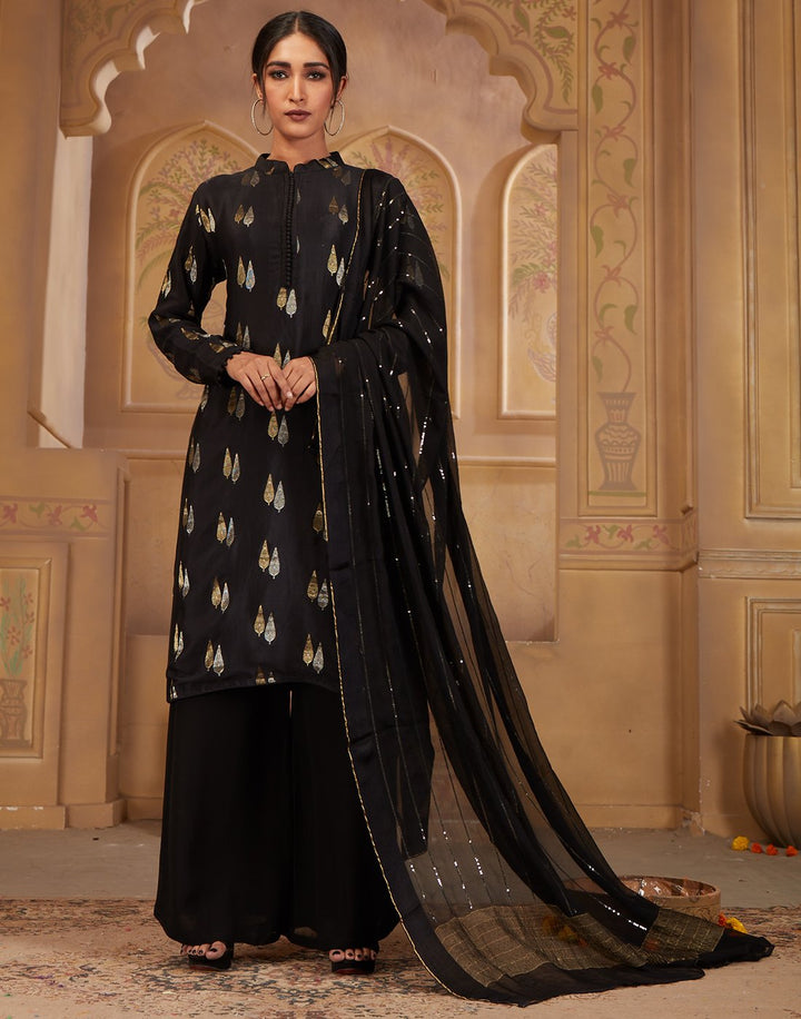 MBZ Meena Bazaar-Black Georgette Salwar Kameez
