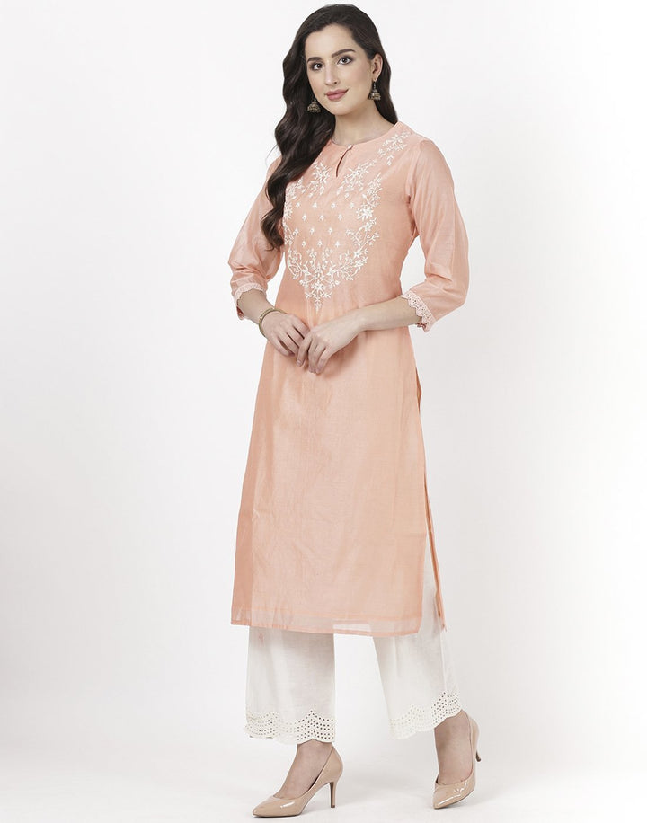 Sea Green Cream Chanderi Kurti with Palazzo