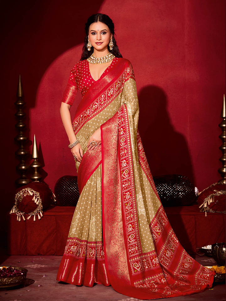 Bandhani Printed Art Silk Saree
