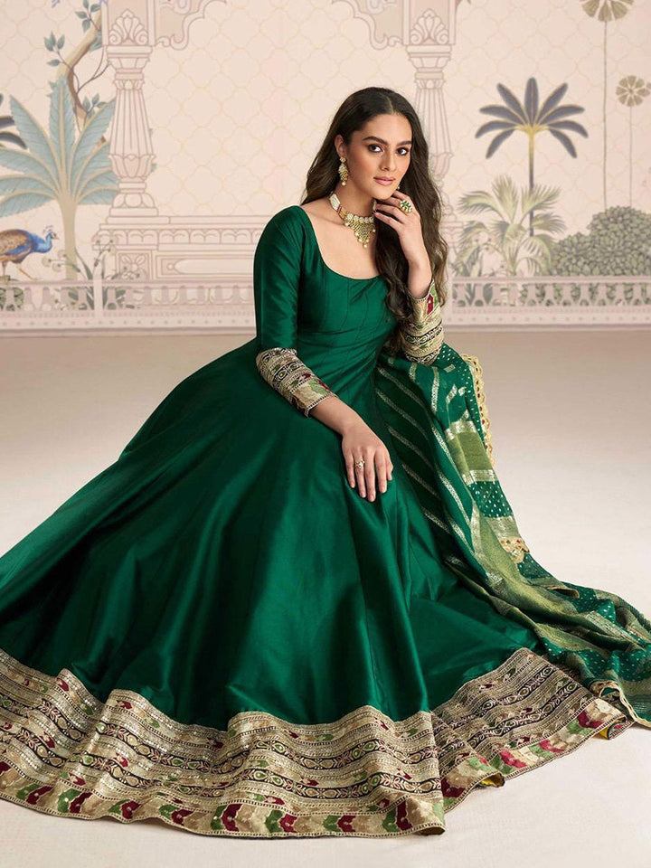Embroidered Art Silk Kurta With Pant &amp; Dupatta