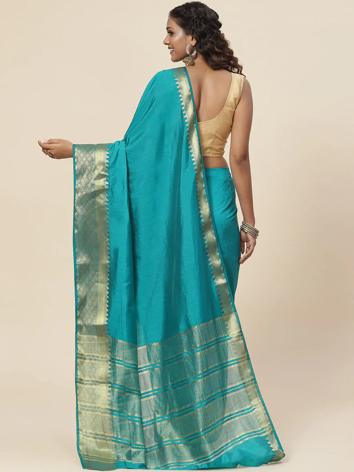 Plain Zari Border Handloom Woven Saree