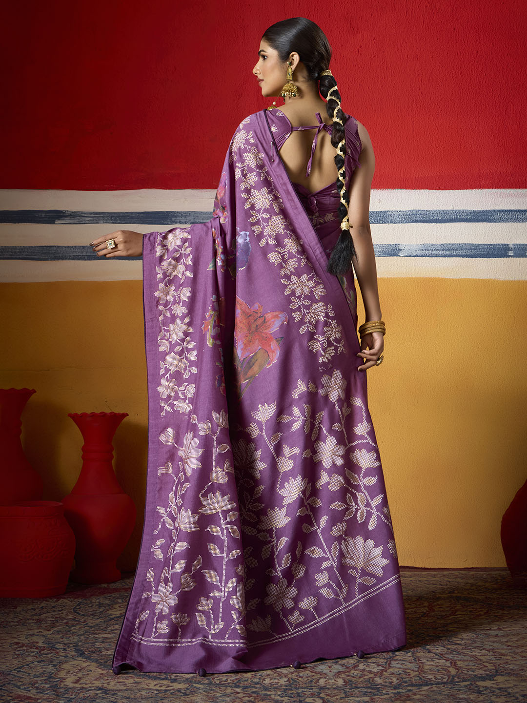 Digital Floral Printed Art Silk Saree