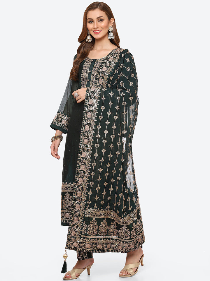 Zari Ghera Chanderi Kurta With Pant &amp; Chanderi Dupatta