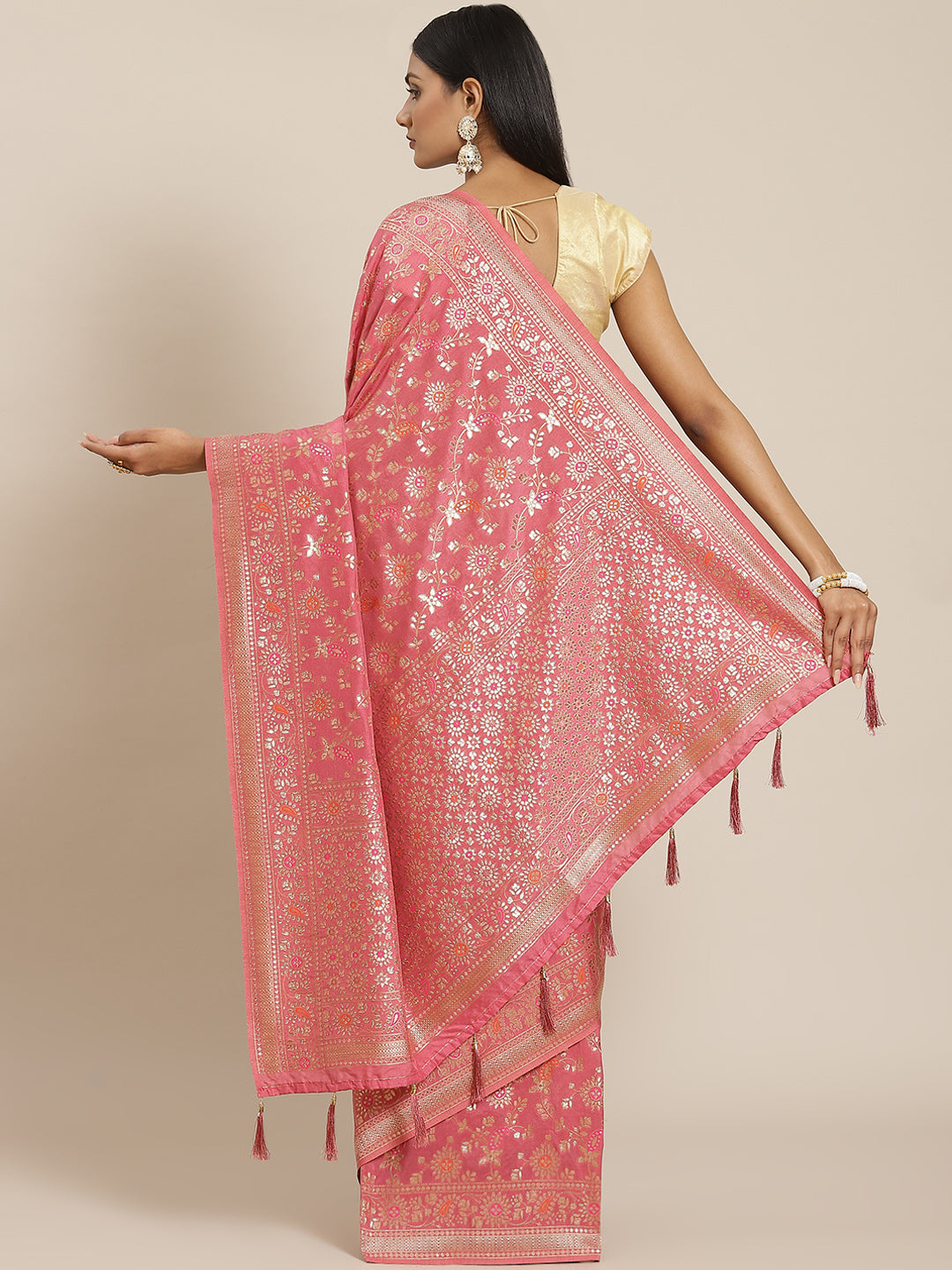 Gota Work Banarasi Woven Saree
