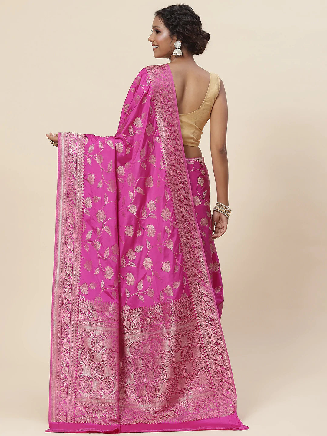 Floral Zari Jaal Handloom Woven Saree