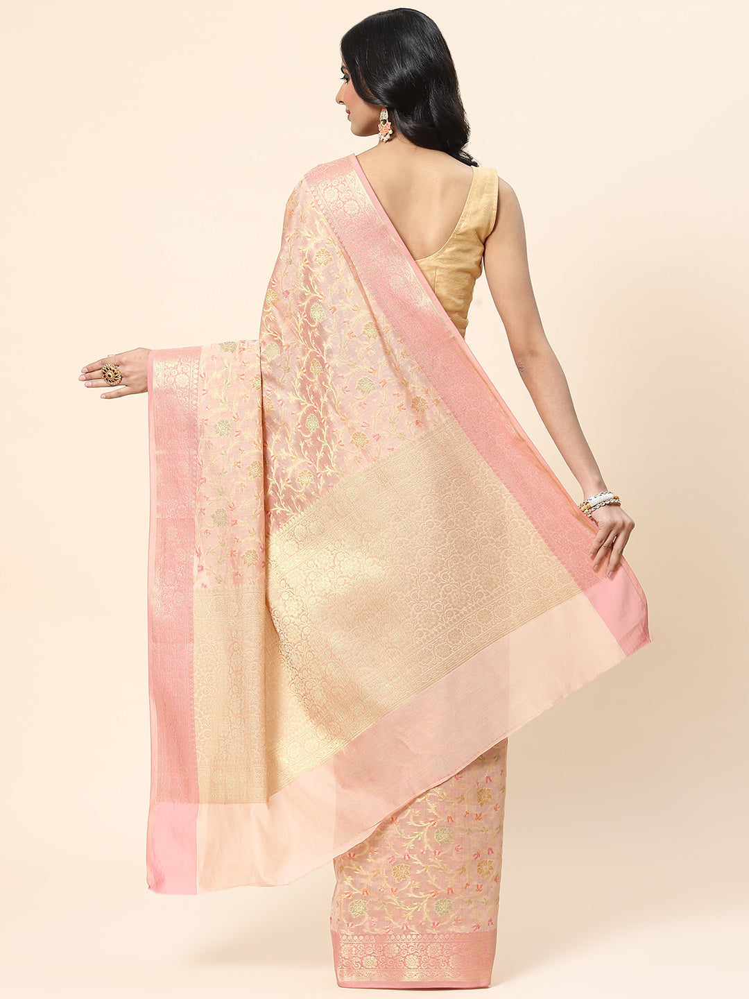Floral Zari Jaal Cotton Woven Saree