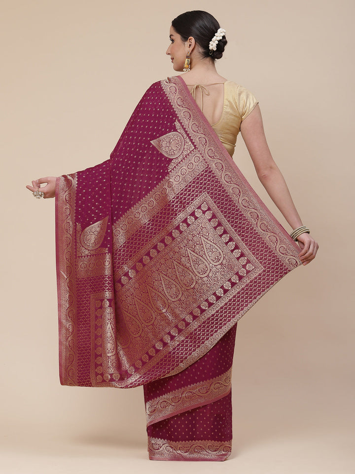 Booti Work Georgette Plain Saree