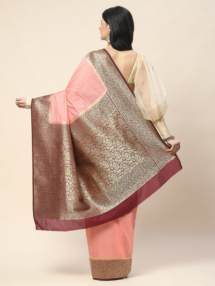 Zari Border Booti Woven Handloom Saree