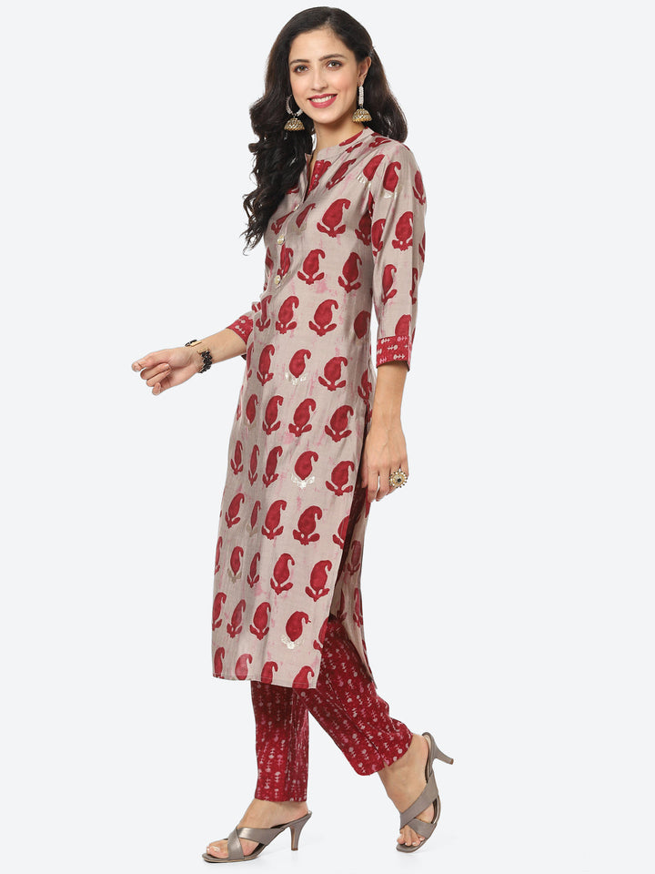 Paisley Printed Muslin Kurti With Pant